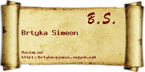 Brtyka Simeon névjegykártya